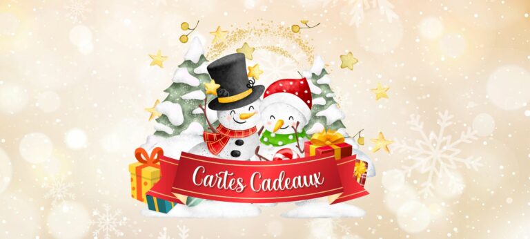 bonhommes de neige présentant les cartes cadeaux de Noël